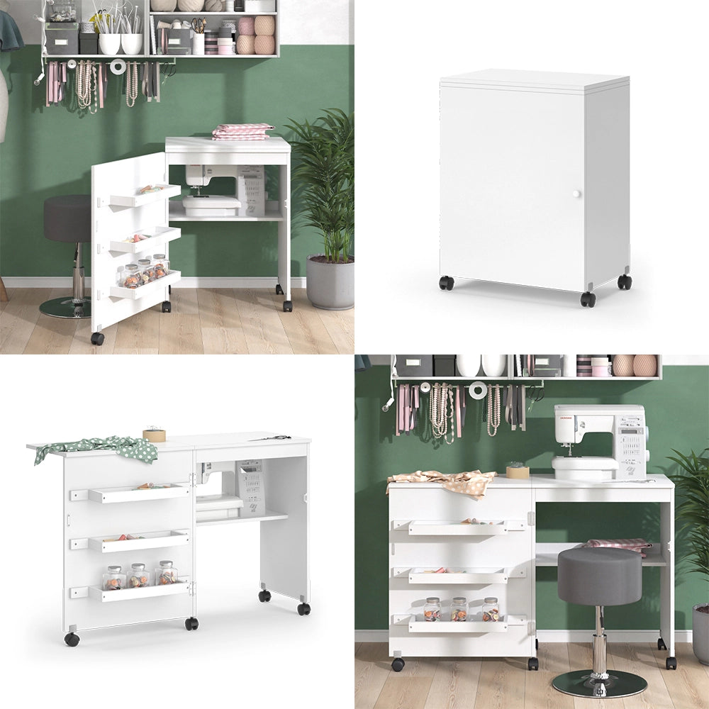 Vicco Il tavolo per il cucito Bianco 118 x 79.3 cm con 3 ripiani