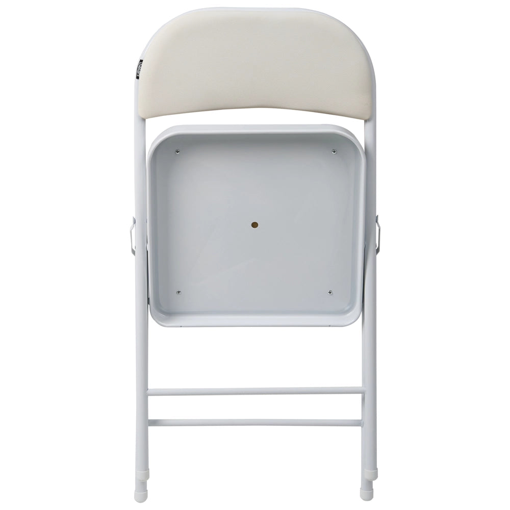 Set di 4 sedie pieghevoli con struttura in metallo color bianco e seduta e schienale imbottiti in tessuto PU Sedili ribaltabili