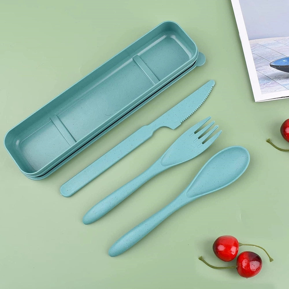 Trade Shop - Set Di Portaposate Da Viaggio Con Astuccio 2 Pezzi Posate Da Campeggio Portatili -
