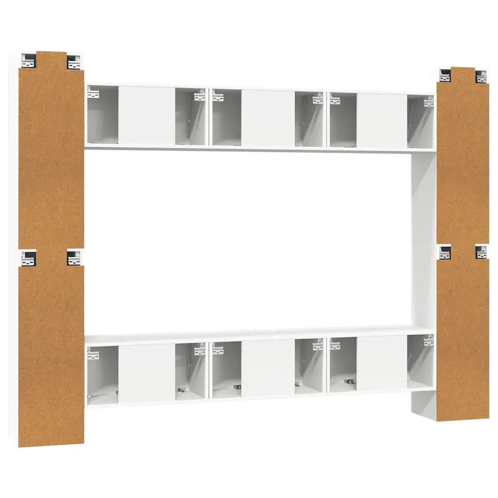 Set Mobili Porta TV 10 pz Bianco in Legno Multistrato 3078652