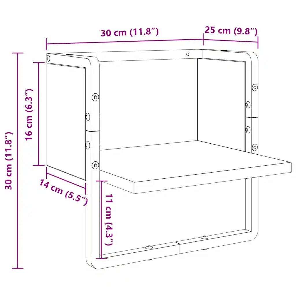 Scaffale da parete con lo scaffale Rovere Nero 30 x 25 x 30 cm 893637