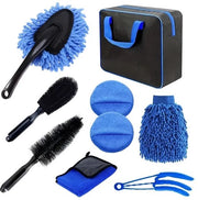 Set di pulizia per auto 9 pezzi con spazzola per aria condizionata spazzola a setole a forma di stella spazzola a forma di cerchio per dettagli di pulizia pulizia dei condotti di aria condizionata kit di pulizia per auto