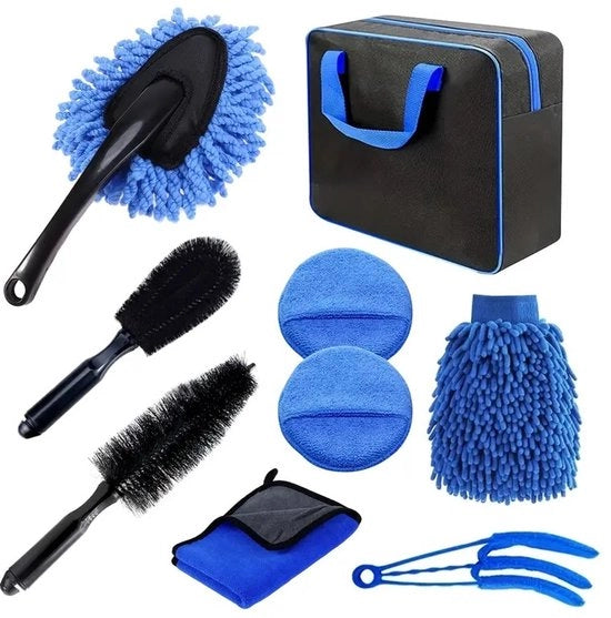 Set di pulizia per auto 9 pezzi con spazzola per aria condizionata spazzola a setole a forma di stella spazzola a forma di cerchio per dettagli di pulizia pulizia dei condotti di aria condizionata kit di pulizia per auto