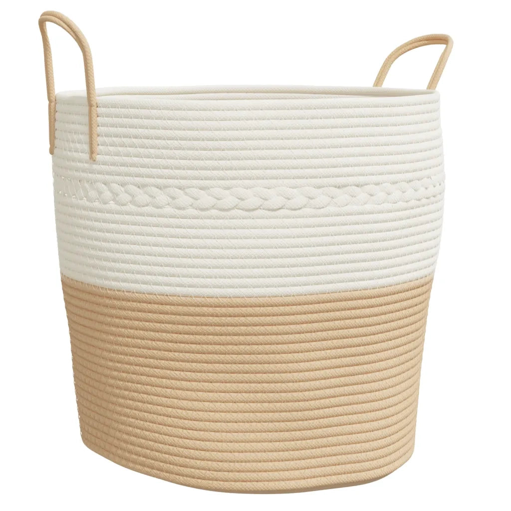 Cestino Portaoggetti Beige e Bianco ?43x38 cm in Cotone CFW9965558