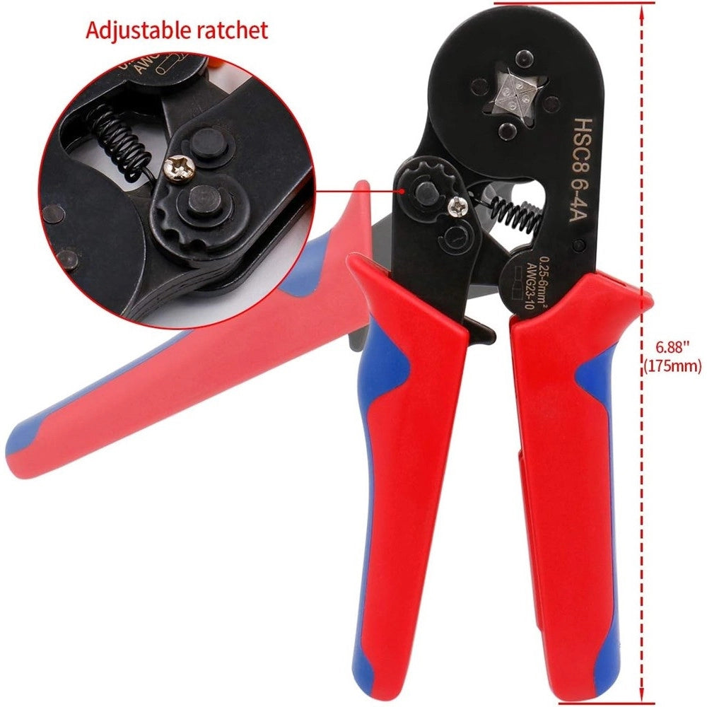 Trade Shop - Pinza Hsc8 6-4 Mini Strumenti Di Pinzatura Auto Registrabili Per Cavo 0,25-6,0mm² -