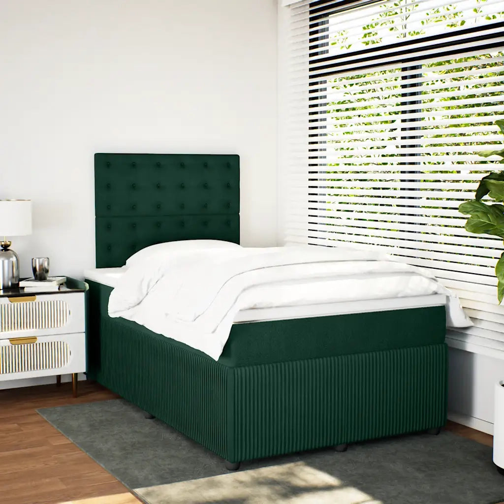 Giroletto a Molle con Materasso Verde Scuro 120x200 cm Velluto