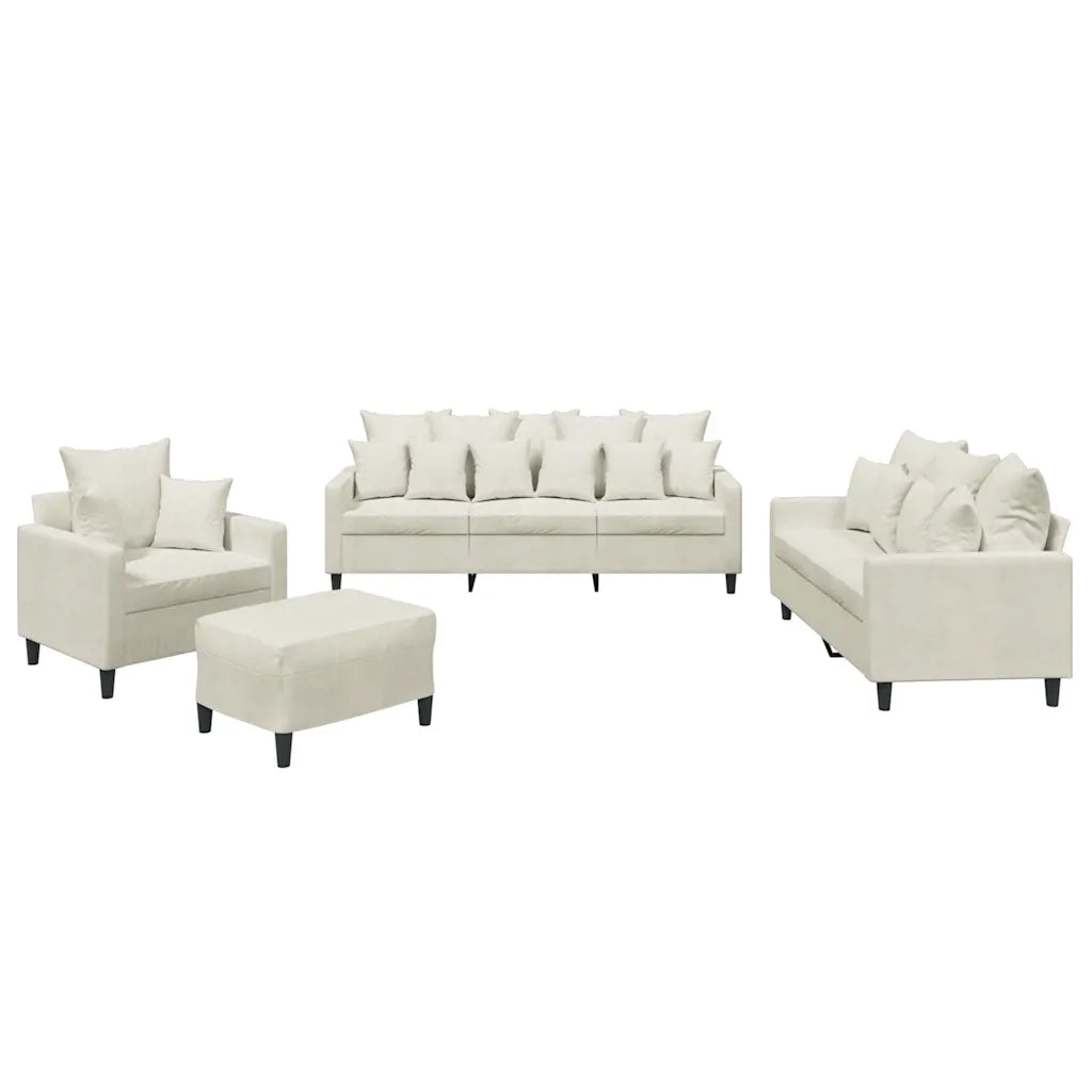 Set di Divani 4 pz con Cuscini Crema in Velluto 3201698