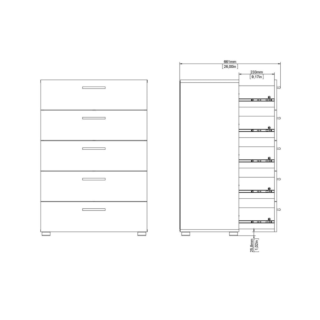 Cassettiera Alf, Settimino multiuso, Comò camera da letto, Mobile con cassetti, 70x40 h102 cm, Quercia e Bianco lucido