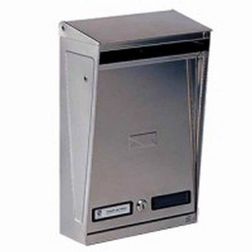 Silmec 10-012 S-INOX Cassetta Postale per Esterno Acciaio Inox Tetto Parapioggia Apribile Formato Rivista 25x39x9 cm