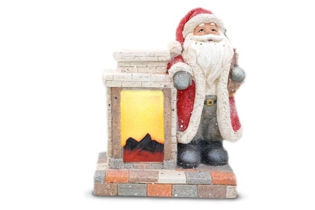 Decorazione Casa Natalizia Caminetto in Ceramica con Luce 33 x 39 cm
