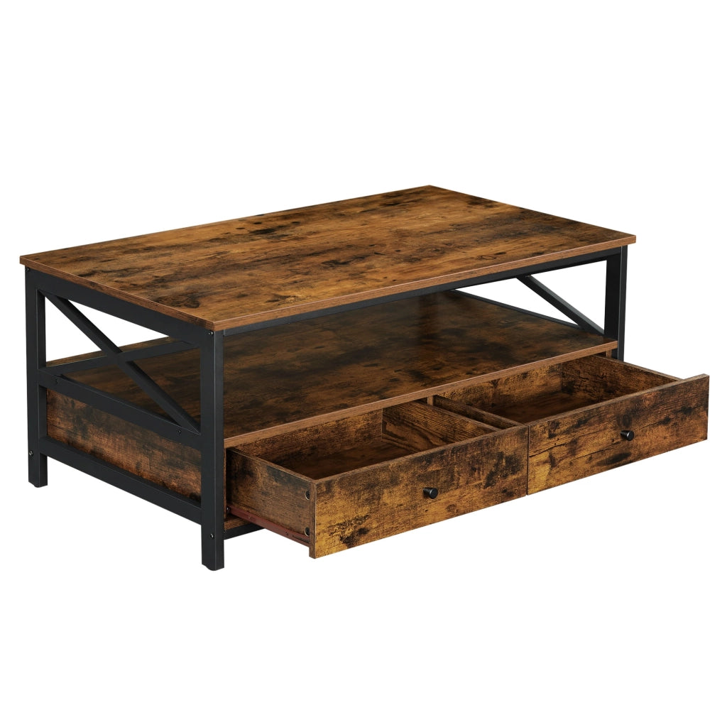 Tavolino da caffè Valora LCT21BXV1 in stile loft marrone rustico