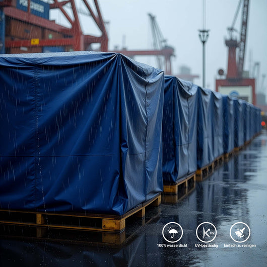 Telone occhiellato blu 5 x 8 m resistente alle intemperie e a raggi UV, impermeabile, robusto telo di protezione in poliestere 240 g/m² con rivestimento in PVC