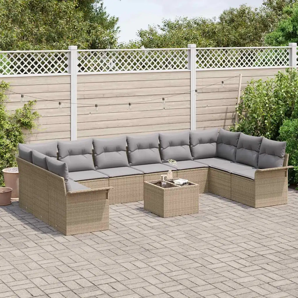 Set Divano da Giardino con archiviazione 11 pcs Nero polyrattan 3354219