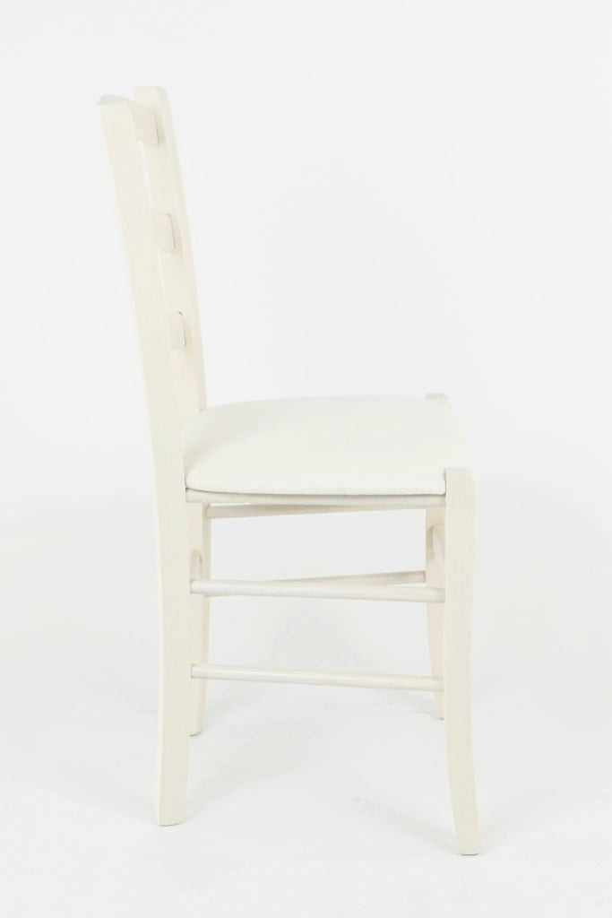 Set 2 Sedie Venice Tommychairs, struttura in faggio verniciata anilina bianca e seduta rivestita in tessuto avorio