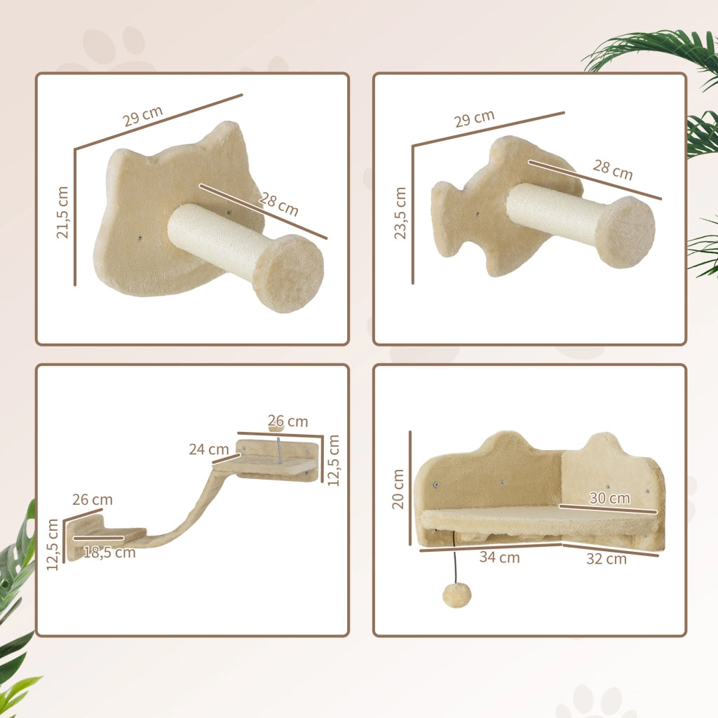 Tiragraffi per Gatti con 2 Posti in Sisal e 2 Piattaforme ¨C Zephmum ¨C Beige