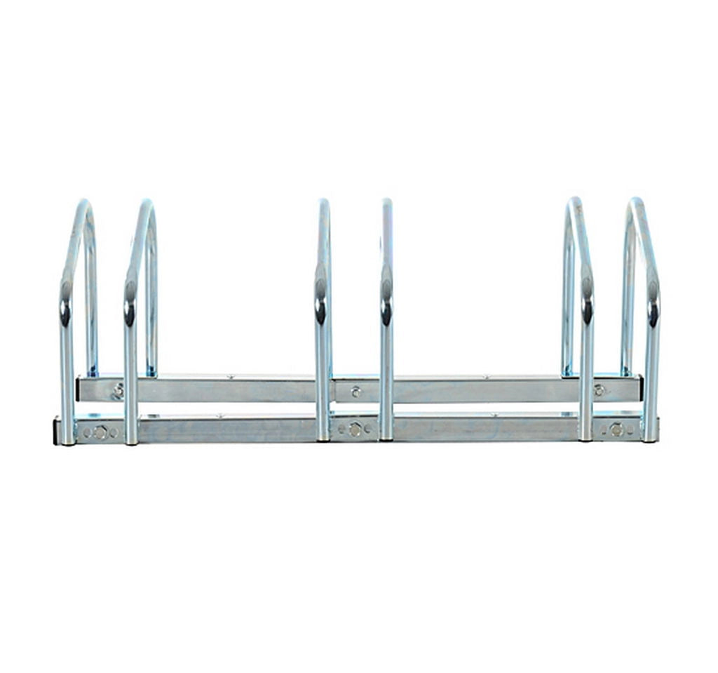 RASTRELLIERA PORTABICICLETTE PARCHEGGIO PER 3 BICICLETTE TUBI D'ACCIAIO 70.5 × 33 × 27 CM ARGENTO
