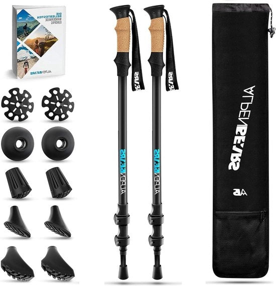Trekkingstanghe professionale - regolabile fino a 135 cm - inclusa protezione in gomma - bastoni da trekking leggeri per Nordic walking