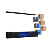 Set mobili da soggiorno SWITCH XXI – LED – Nero e quercia – Design sospeso