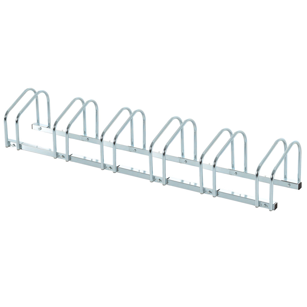 Portabiciclette per 6 bici ¨C zephmum ¨C acciaio argento 179x33x27 cm
