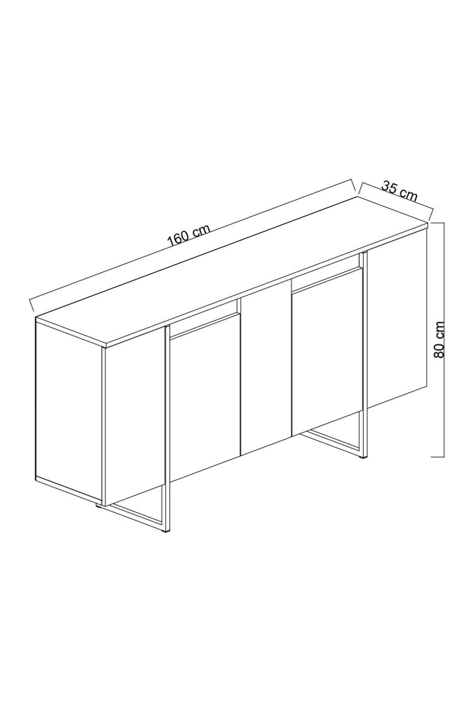 Credenza di lusso in legno - 160 x 35 x 80 cm - Noce nero