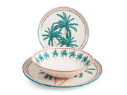 Servizio 18 piatti tavola haiti in stoneware decorato.