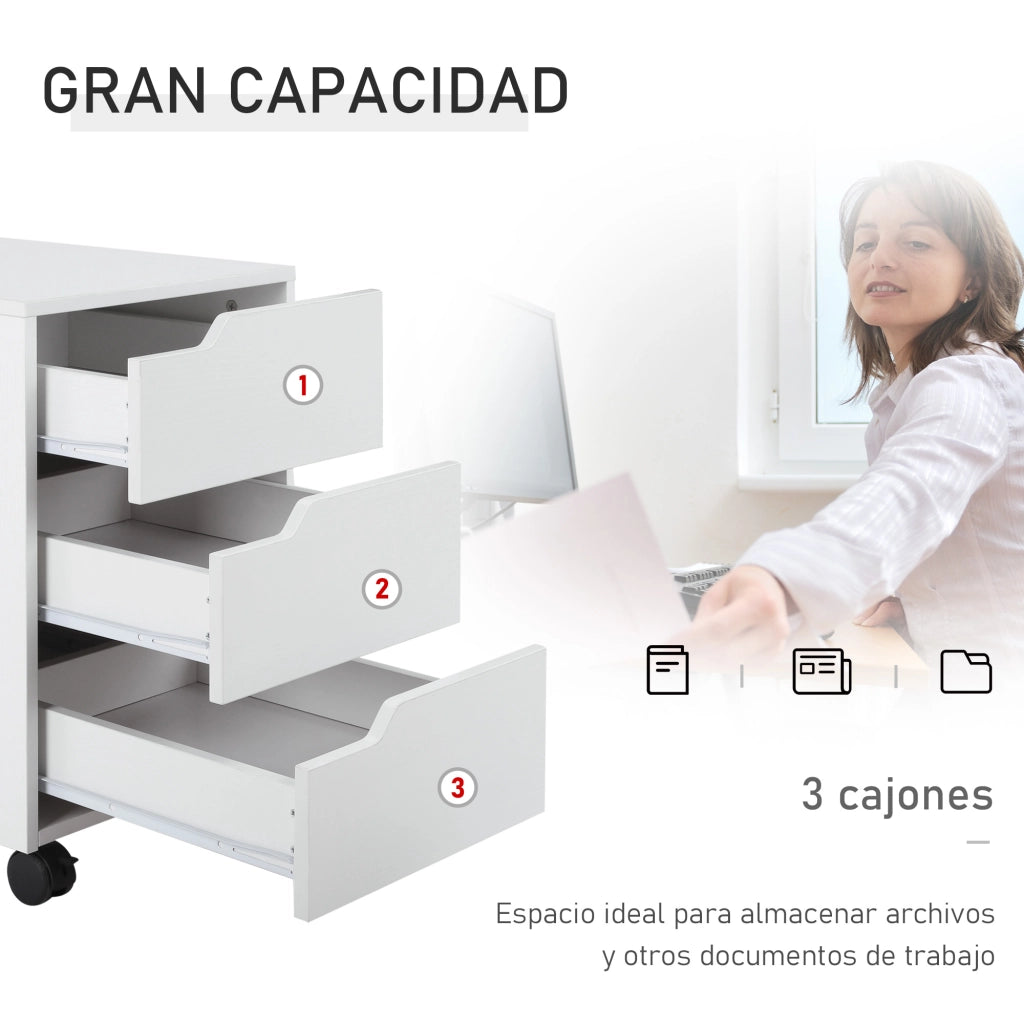 Cassettiera per Ufficio con Ruote ¨C zephmum ¨C Bianco 40x50x57,5 cm