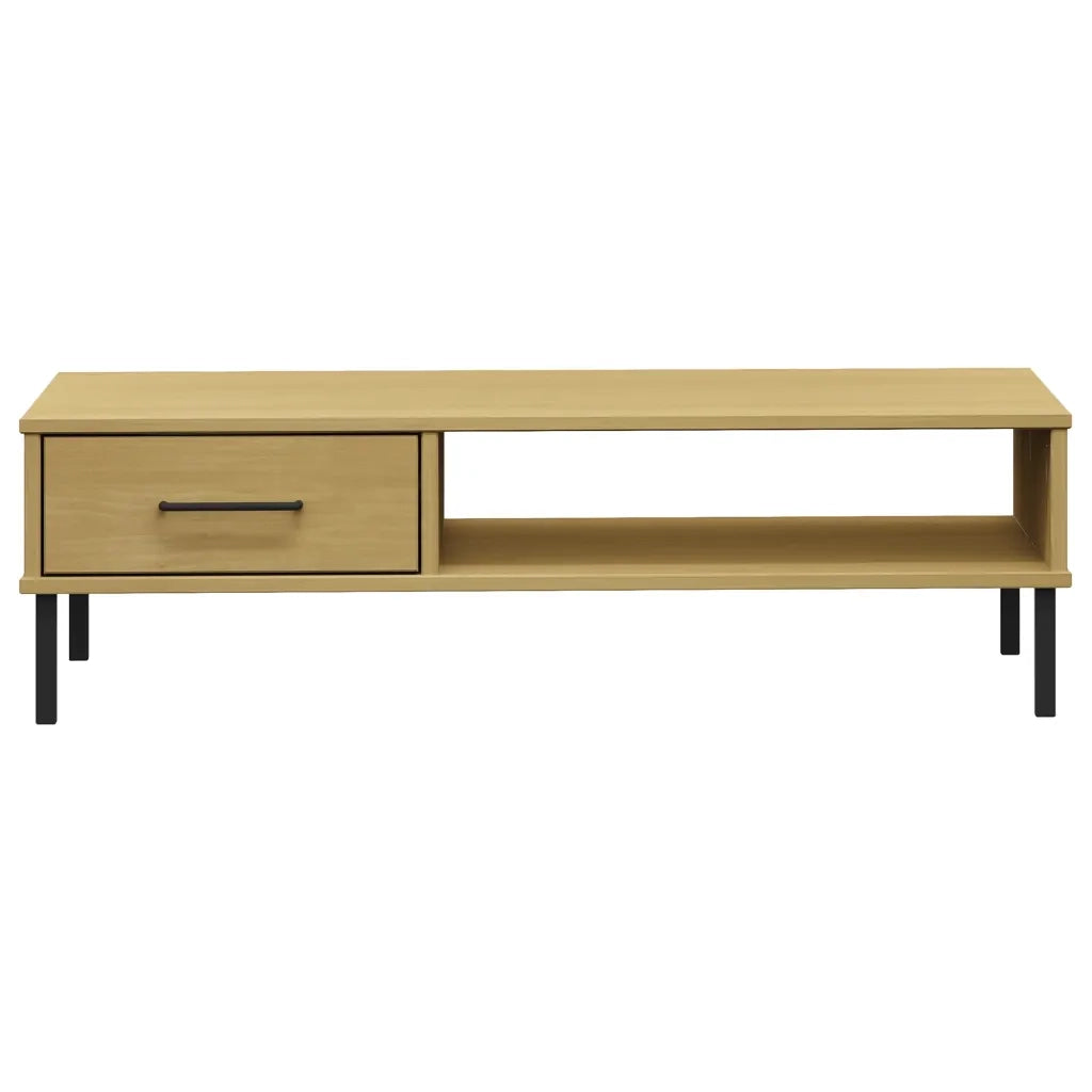 Tavolino Salotto Gambe Metallo Marrone Legno Massello Pino OSLO 351036