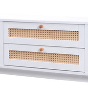 Mobile TV con 2 Ante e 2 Cassetti in Rattan; Stile Naturale; Soggiorno; 170??39;5??46 cm; in MDF; Bianco