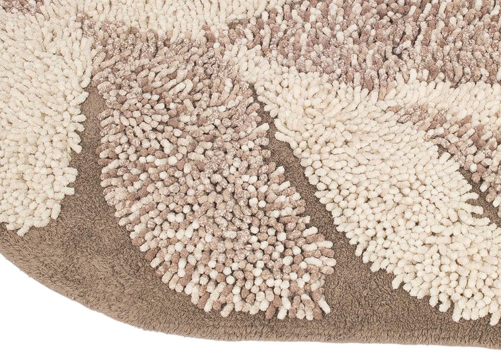 Tappeto A Foglia Casa Bagno Cotone Spugna Morbida Antiscivolo Leaf Tortora