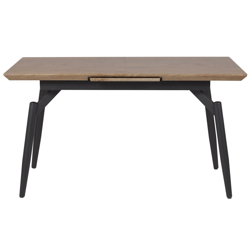 Tavolo da pranzo allungabile con piano in MDF in legno scuro con gambe nere in metallo Tavolo da cucina moderno