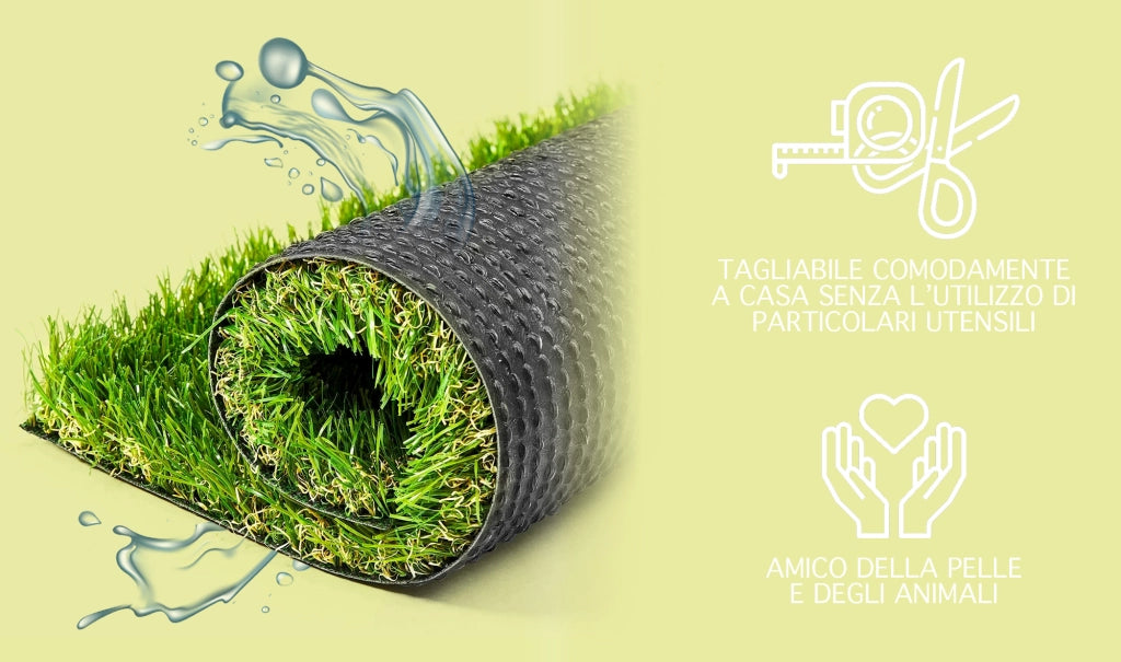 Prato finto erba sintetica tappeto erboso drenante esterno effetto secco 4 cm 50mm - 2x20Metri