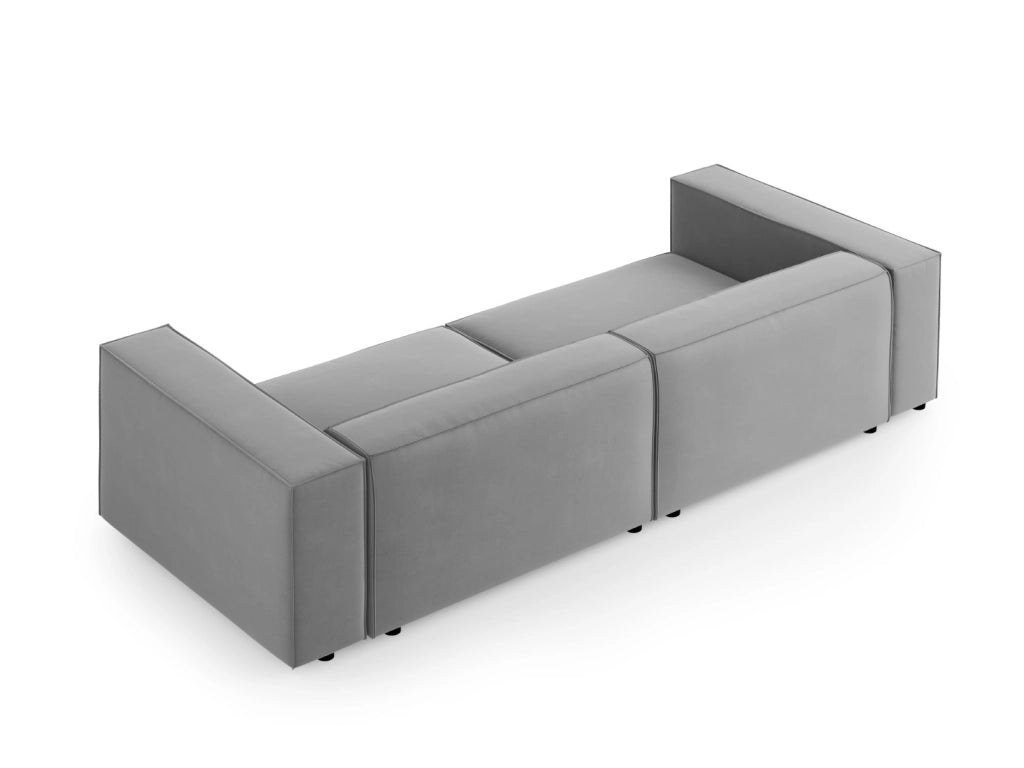 Cosmopolitan Design - Divano "Arendal" 4 posti in velluto grigio chiaro 
