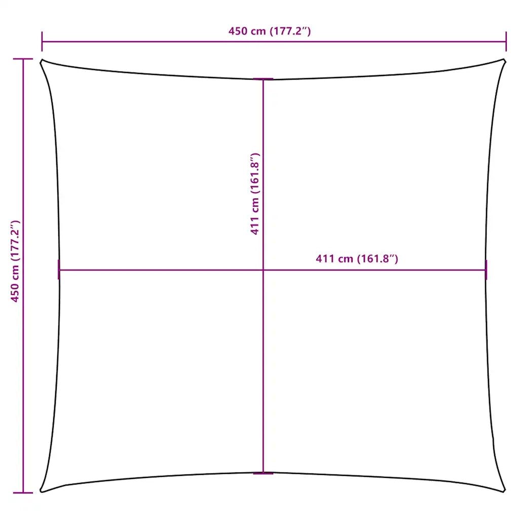 Parasole a Vela in Tela Oxford Quadrato 4,5x4,5 m Rosso 135635