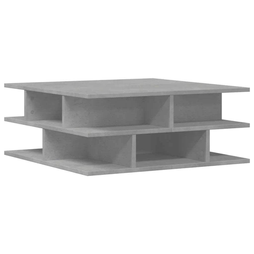 Tavolino da Salotto-Tavolino da soggiorno-Tavolo Grigio Cemento 70x70x29cm Legno Multistrato