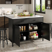 Tavolo Cucina - Xylo - 105??39??102 cm - Piano Marmo Nero Piedi Regolabili