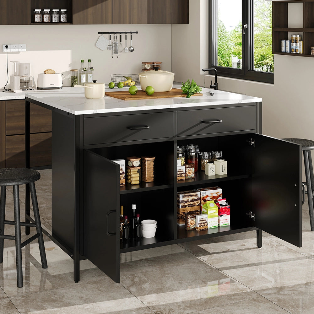 Tavolo Cucina - Xylo - 105??39??102 cm - Piano Marmo Nero Piedi Regolabili