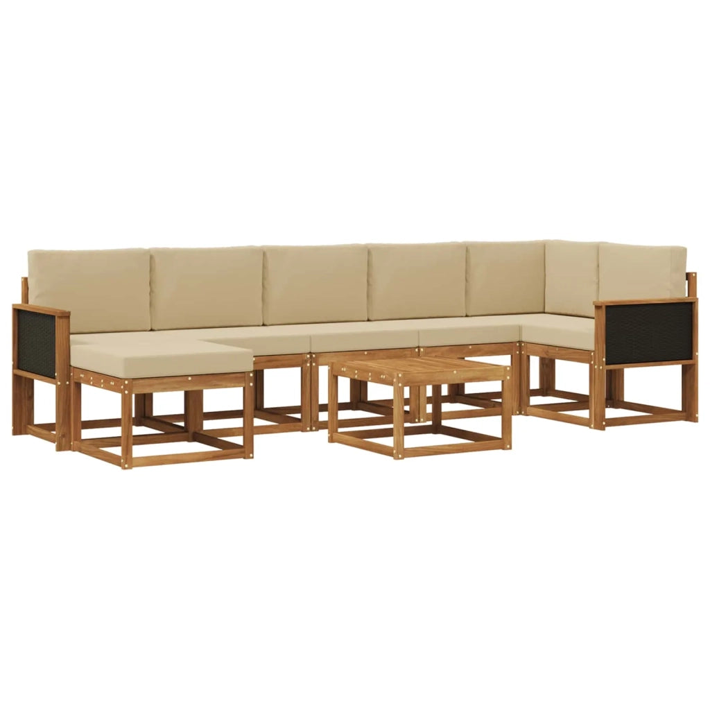 Set di divani da esterno 8 pcs Naturale e Beige Poliestere 3385404