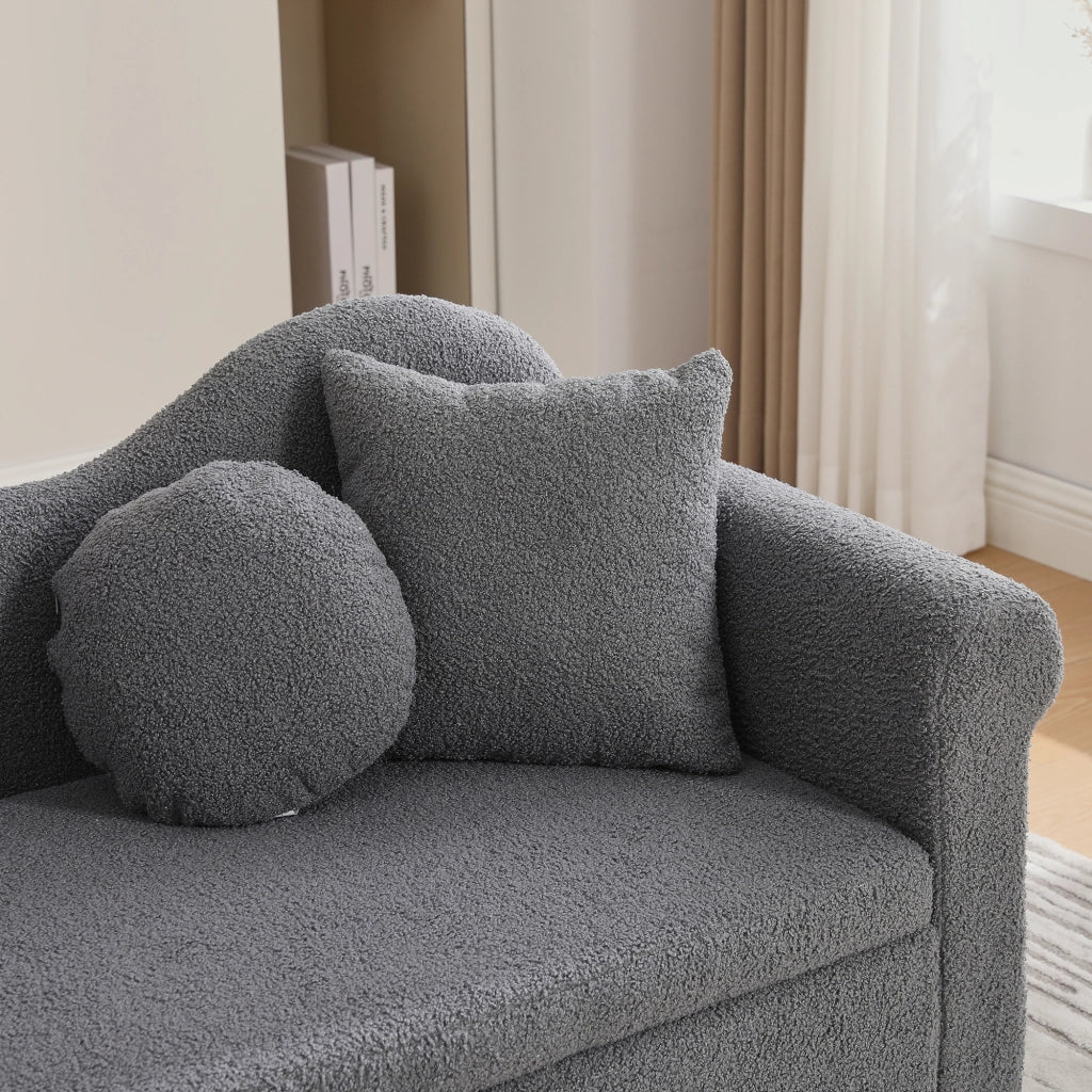 Chaiselongue multifunzionale 134 cm con vano portaoggetti nascosto, design rétro moderno, 2 cuscini