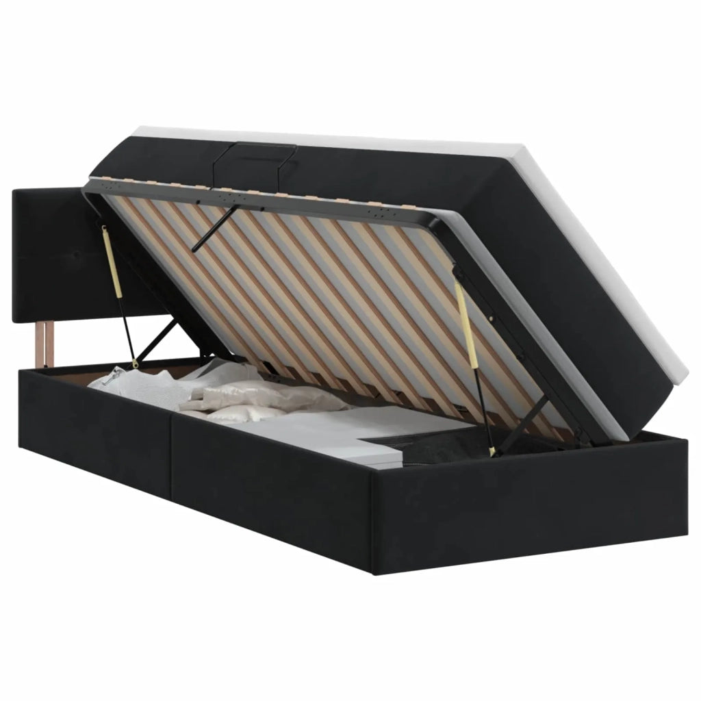 Letto con Contenitore con testiera Nero 90 x 200 cm Velluto 3458783