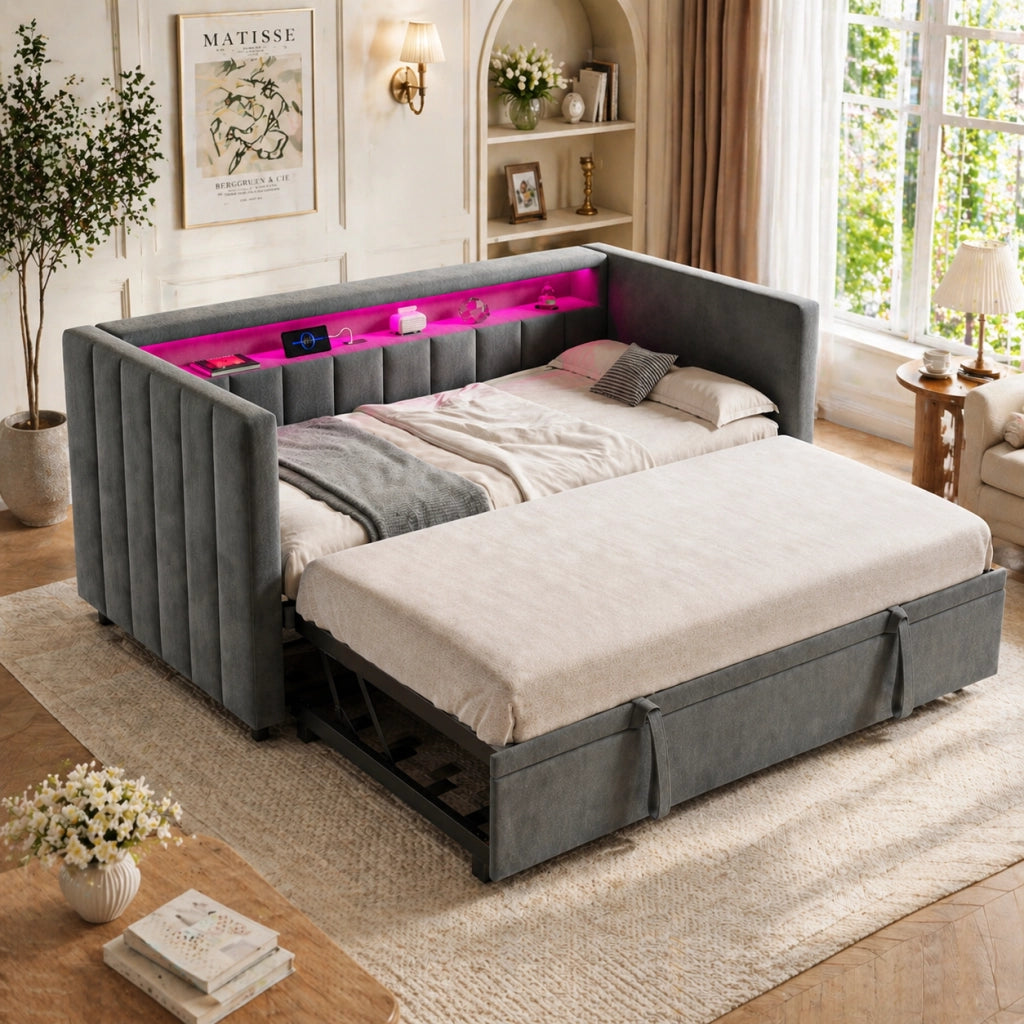 Divano letto multifunzione velluto 90x190 cm