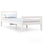 Letto singolo | Letto per adulti | Giroletto Bianco in Legno Massello 100x200 cm