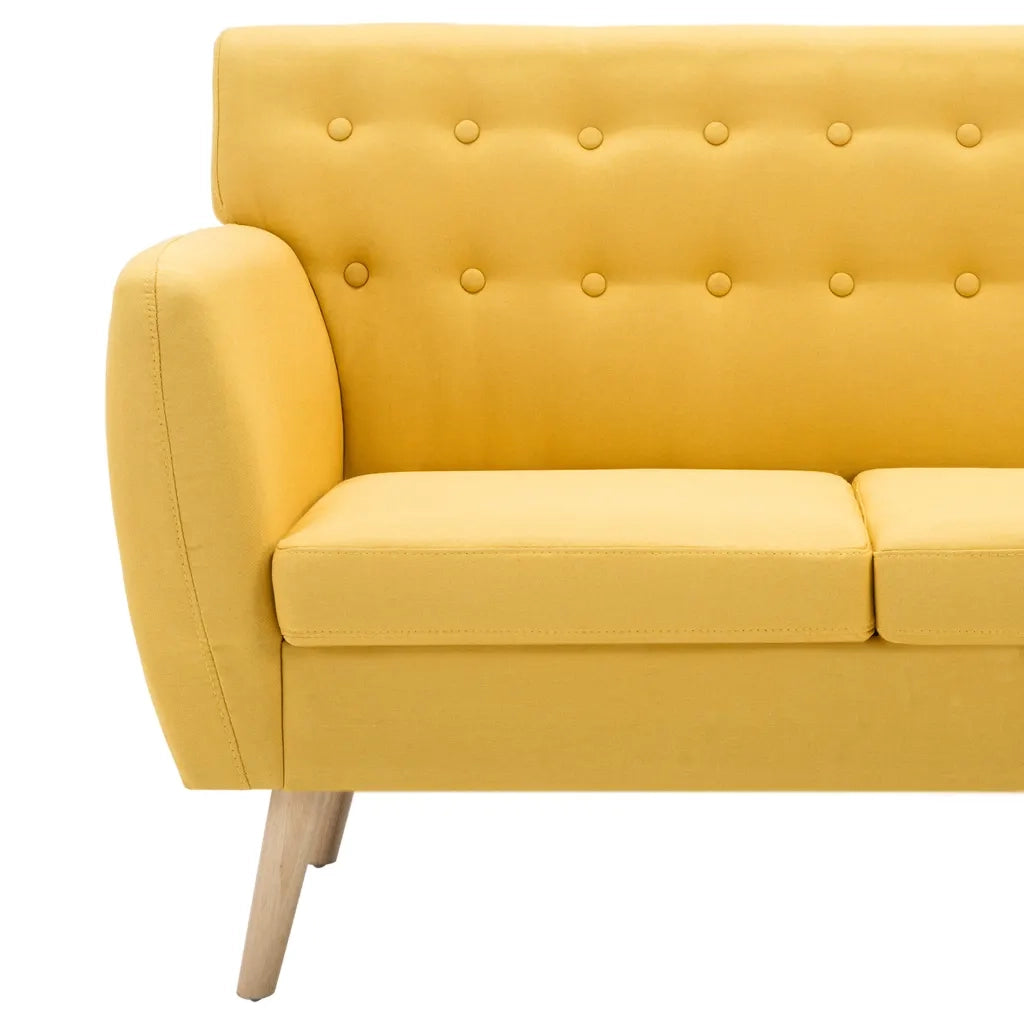 Divano a 3 Posti in Stoffa Imbottito 172x70x82cm Giallo