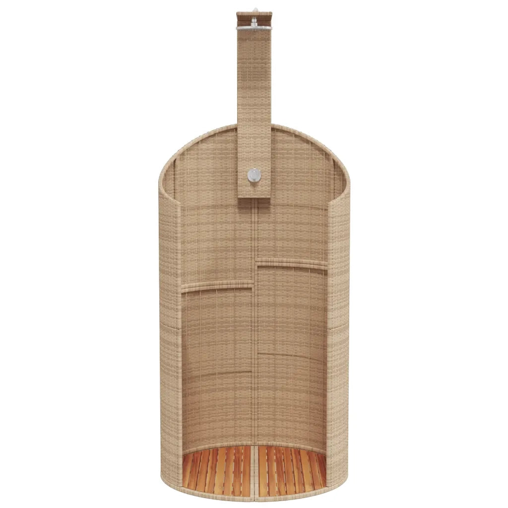 Doccia Esterno Beige 100x100x241,5 cm Polyrattan e Legno Acacia CFW5334429