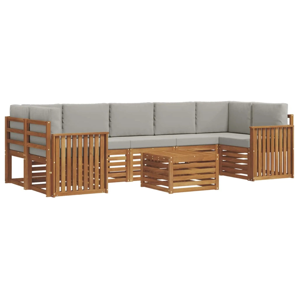 Set di divani da esterno 8 pcs Grigio Naturale e Chiaro 3374526