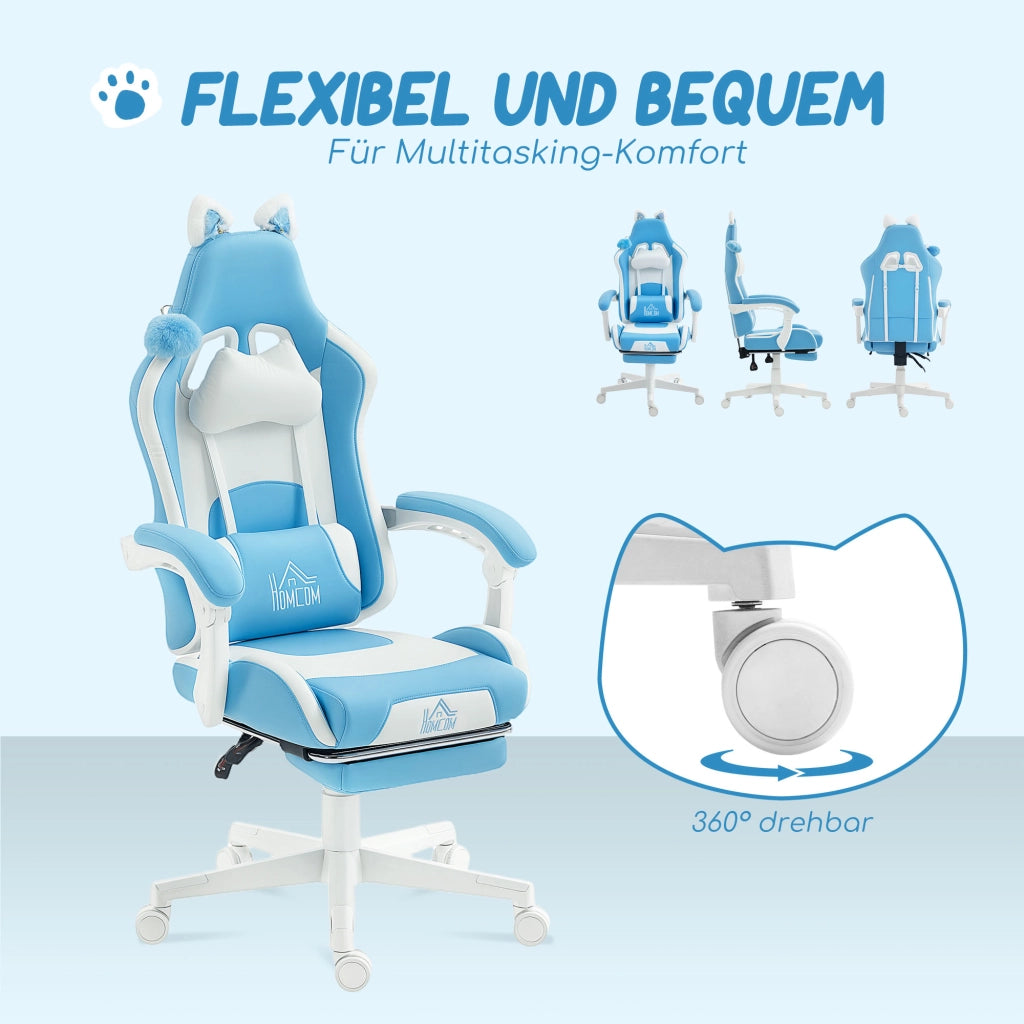 Poltrona Gaming con Poggiapiedi Reclinabile ¨C Xylo ¨C Blu, Schienale Regolabile, Fino a 120 kg