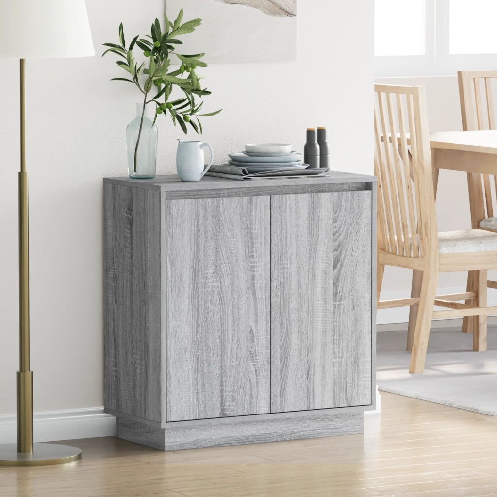 Credenza LED Grigio Sonoma 71x34,5x75 cm in Legno Ingengnerizzato