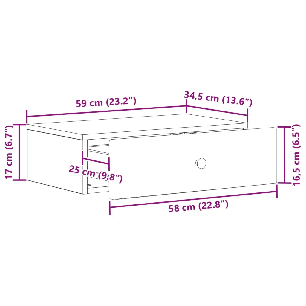 Tavolino da Parete Laterale Bianco Lucido 59 x 34,5 x 17 cm 899169