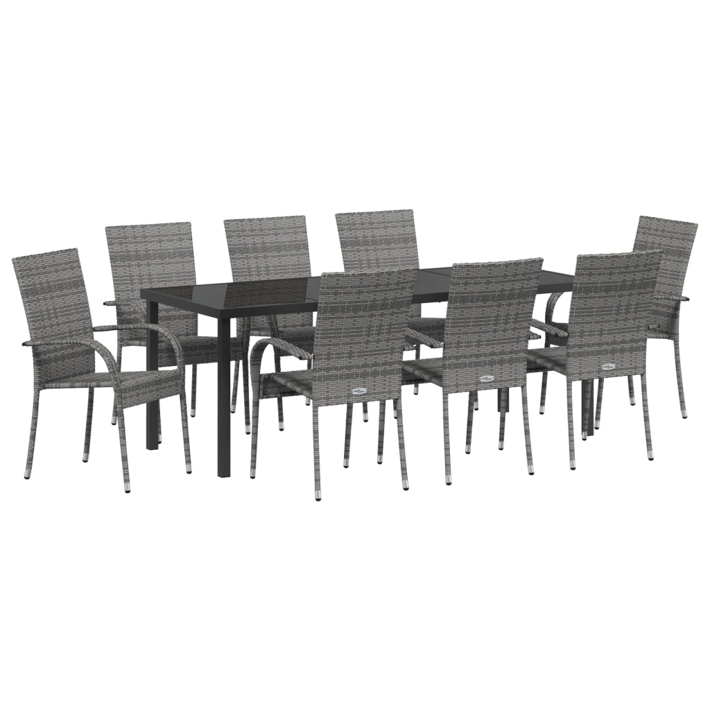 ???5 Pezzi da Pranzo per Giardino Grigio in Rattan PE