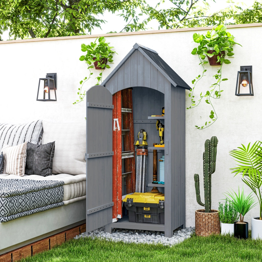 Armadio da Giardino Legno ¨C zephmum ¨C Grigio 77.5x54.2x179.5 cm
