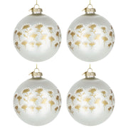 Palline di Natale in Vetro Bianche con Decorazioni Oro Achillea Diametro: 100 mm